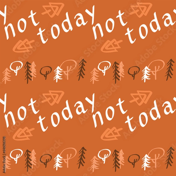 Fototapeta Seamless vector pattern with hand drawn doodle forest.