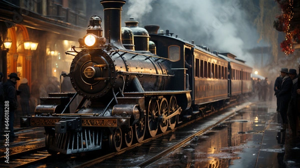 Obraz vintage train station steam engine