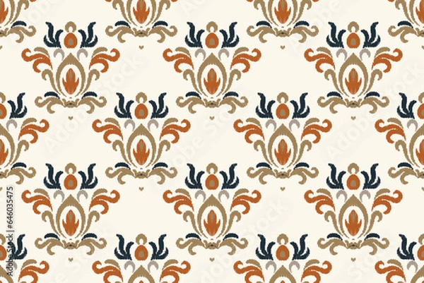 Fototapeta Motif Ikat Paisley Embroidery Background. Ikat Floral Geometric Ethnic Oriental Pattern Traditional. Ikat Aztec Style Abstract Design for Print Texture,fabric,saree,sari,carpet.
