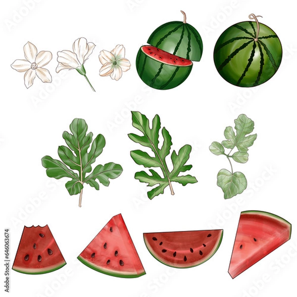 Obraz set of watermelon elements 