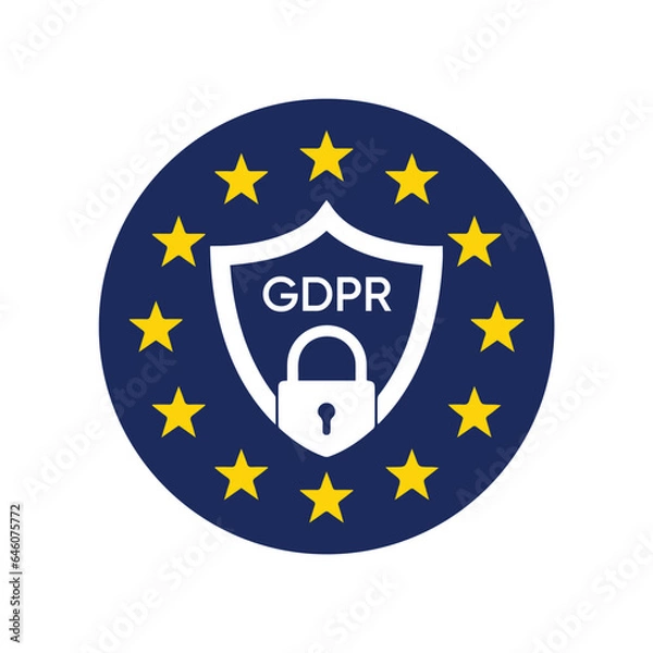 Fototapeta GDPR Security shield logo. GDPR sign, GDPR Symbol Vector logo, compliant, data security 