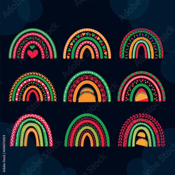 Fototapeta Tacos Day Taco Trendy Rainbow Design Bundle
