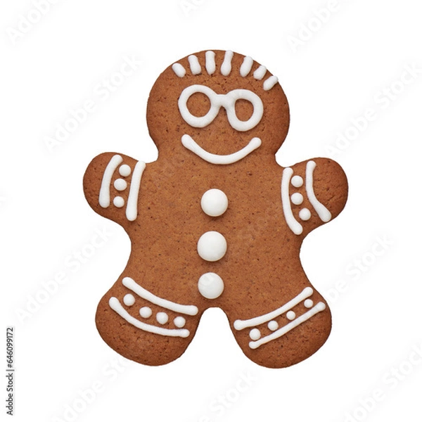 Obraz Hand painted gingerbread man cookie, cut out, isolated