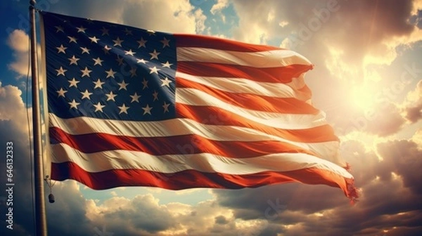 Fototapeta USA independence day It is a declaration of independence and democracy.The 4th of July is the Independence Day of the United States. There will be a celebration and show the democracy. Generative AI
