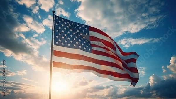 Fototapeta USA independence day It is a declaration of independence and democracy.The 4th of July is the Independence Day of the United States. There will be a celebration and show the democracy. Generative AI