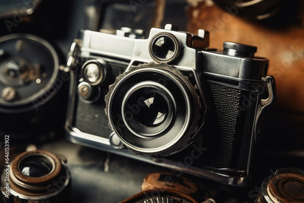 Obraz A vintage photography and  camera background.
