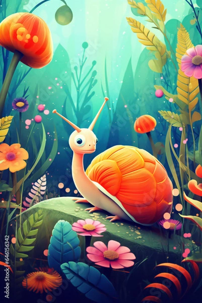 Obraz jungle scene with a playful snail