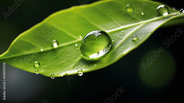 Fototapeta Leaf with Water Droplets