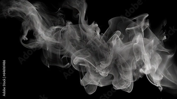 Fototapeta Black Smoke Explosion On Empty Transparent Background Isolated Abstract Brush