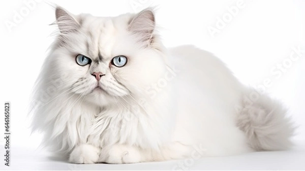 Fototapeta Capturing the Stunning Beauty of a White Himalayan Cat - A Majestic Feline Portrait