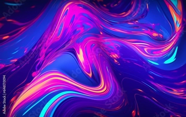 Fototapeta Abstract background with colorful noen waves