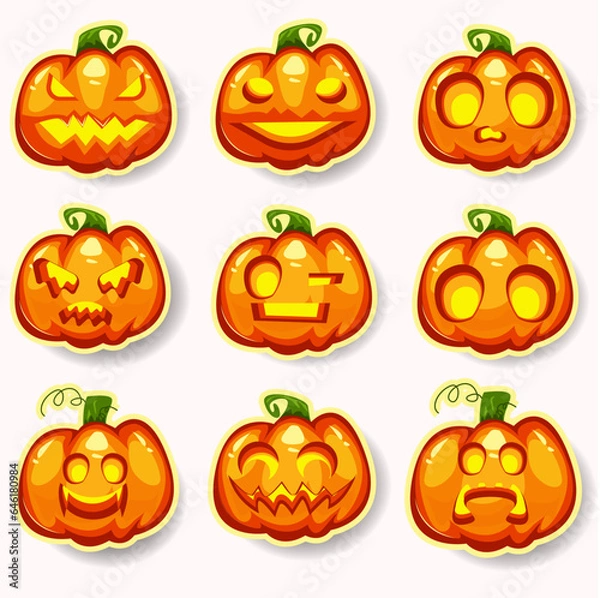 Obraz Set pumpkin face halloween