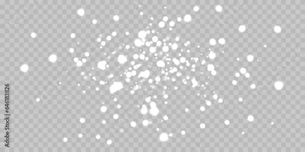Fototapeta White png dust light. Bokeh light lights effect background. Christmas background of shining dust Christmas glowing light bokeh confetti and spark overlay texture for your design.