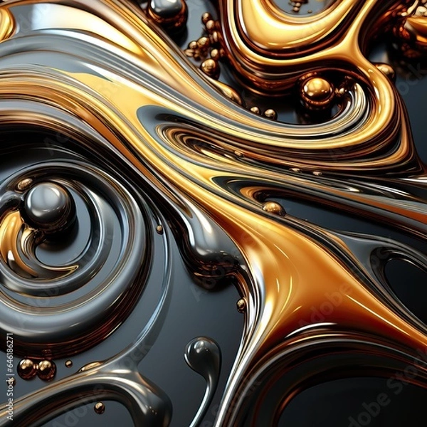 Fototapeta Liquid Metal Reflecting Light, Pattern. Abstract Composit ideal for Futuristic & Eyecatching Wallpaper.