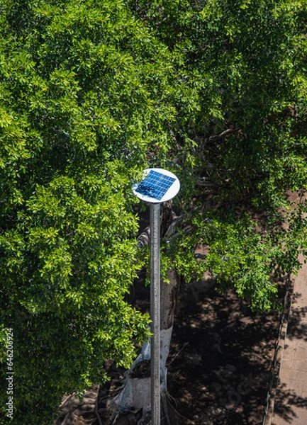 Obraz Lamp with solar panel in ecological park
