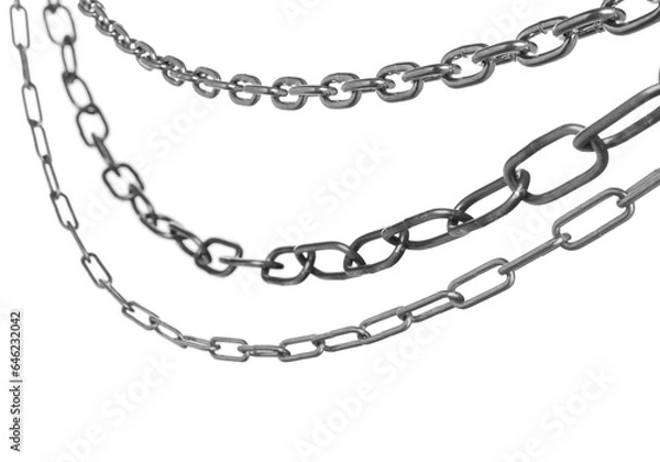 Obraz Set with different metal chains isolated on white