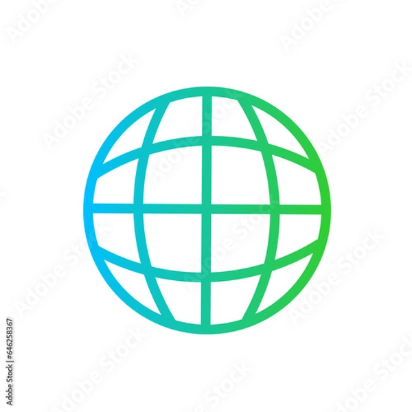 Fototapeta Internet cyber security icon with blue and green gradient outline style. internet, online, web, symbol, set, sign, business. Vector Illustration