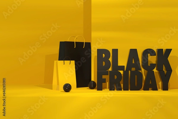 Obraz Black Friday Concept Yellow Background