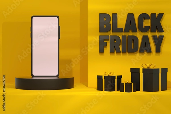 Obraz Black Friday Concept Yellow Background