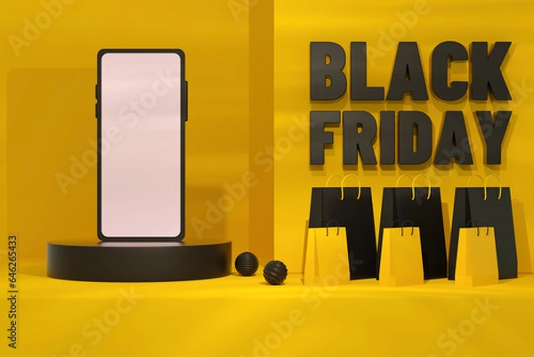 Obraz Black Friday Concept Yellow Background