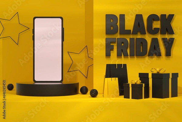 Obraz Black Friday Concept Yellow Background