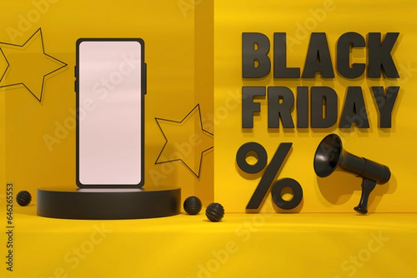 Obraz Black Friday Concept Yellow Background