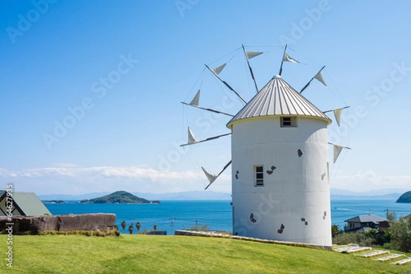Obraz 小豆島オリーブ公園　ギリシャ風車
