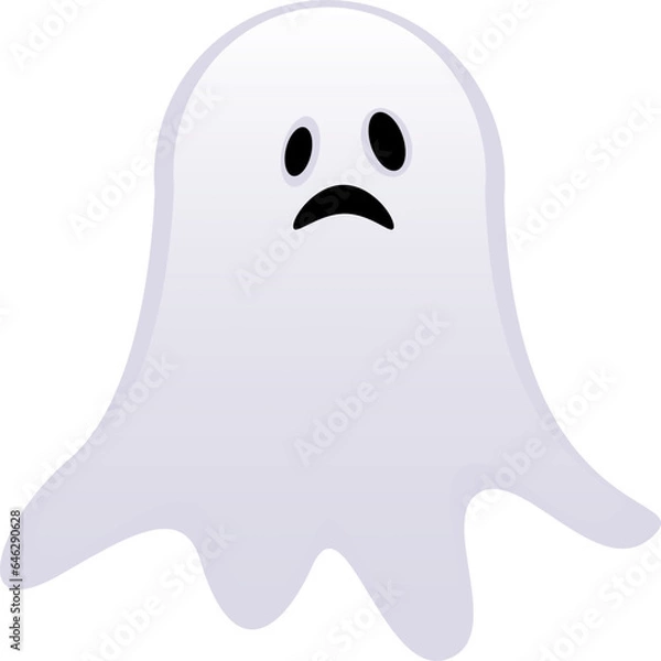 Obraz Terrified and Mournful White Spooky Ghost in Halloween Isolated - A sorrowful and emaciated white ghost, emanating an eerie aura of horror and sadness against the backdrop of Halloween.
