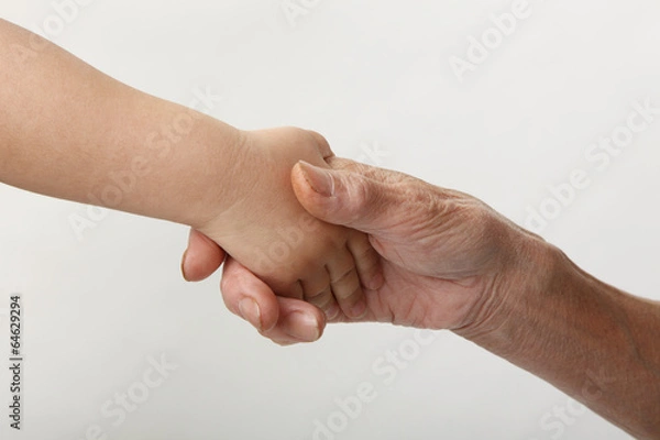 Fototapeta おばあちゃんと手をつなぐ