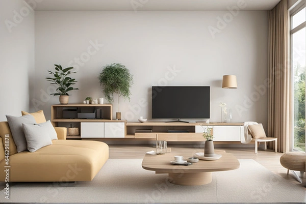 Fototapeta generative AI, Modern minimalist style hanging poster home living room decoration style