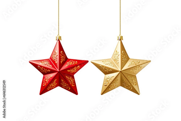 Obraz Christmas star ornaments object with white background isolated PNG