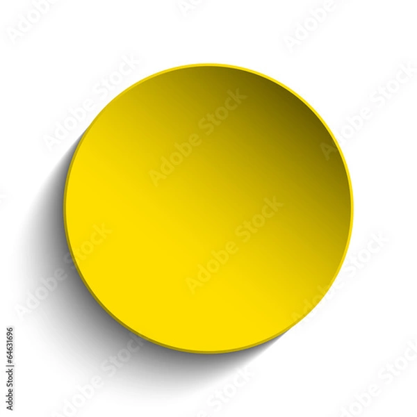 Fototapeta Yellow  Circle Button on White Background
