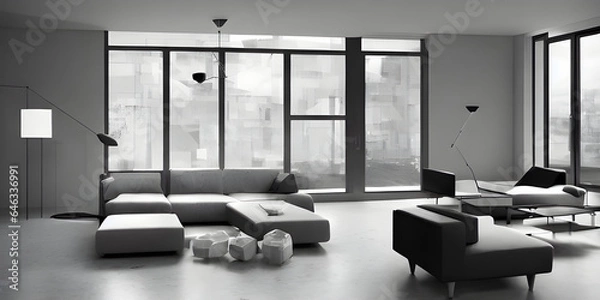 Fototapeta The interior of the room with furniture. Created with the help of artificial intelligence