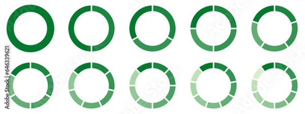 Obraz Circles divided diagram 3, 10, 7, graph icon pie shape section chart. Segment circle round vector 6, 9 devide infographic.