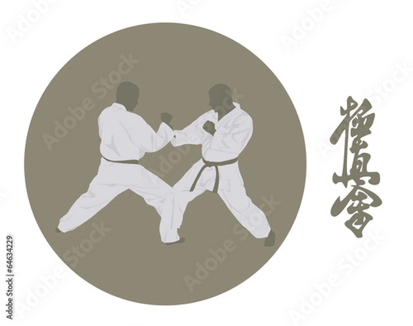 Fototapeta Тhe illustration, two men are engaged in karate