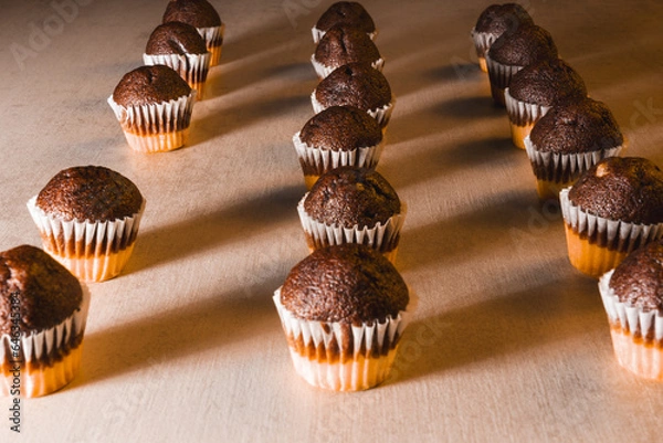 Fototapeta chocolate muffin tray