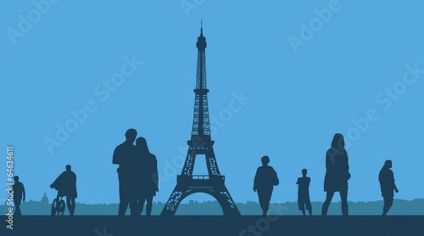 Fototapeta Paris. The Eiffel Tower on a blue background.