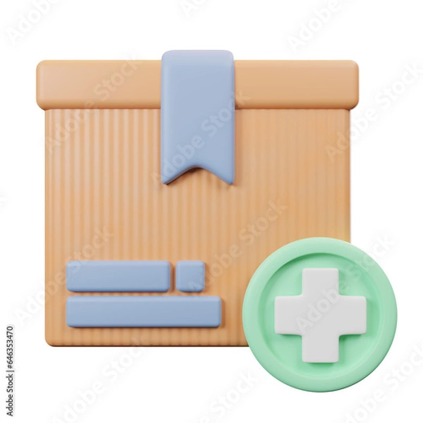 Obraz 3d cardboard box icon or delivery package minimal 3d rendering