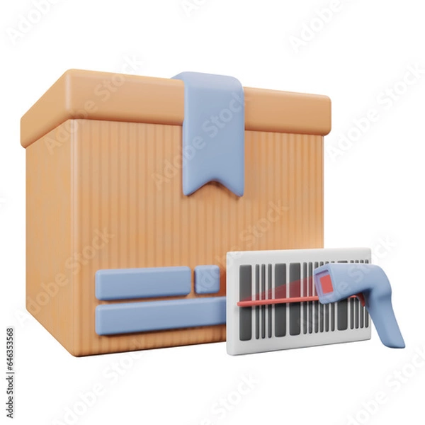 Obraz Barcode Scanner delivery package minimal 3d rendering