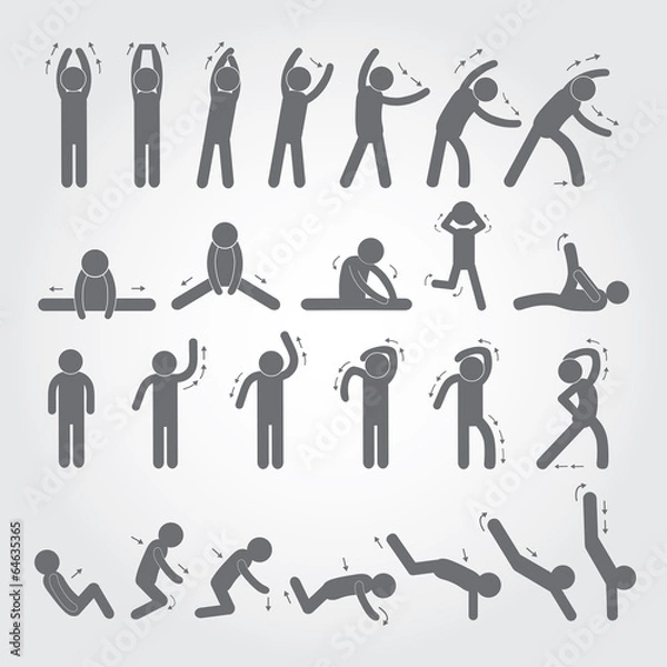 Obraz body exercise stick figure icon