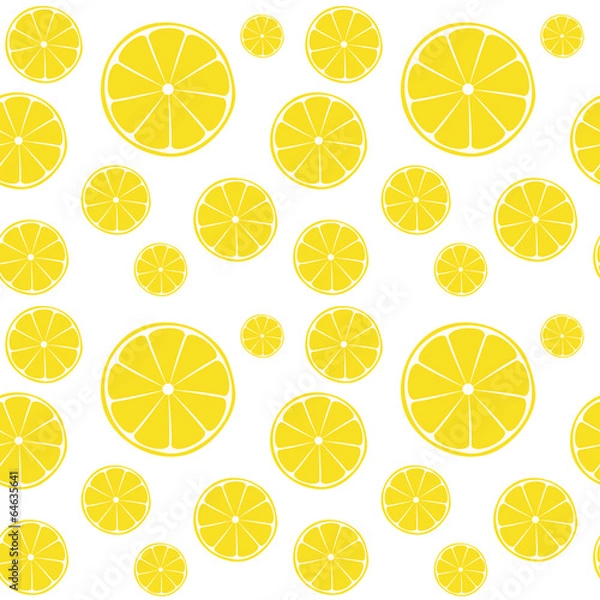 Obraz Lemons slices on white seamless pattern