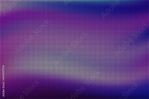 Obraz Purple LED screen macro texture with glowing circle pixels. Vector illustration. Digital background of blue videowall. Electronic diode TV panel