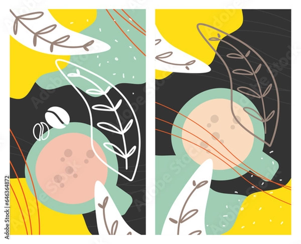 Fototapeta Doodle Coffee Banner. Hand drawn illustrations. Abstract elements backgrounds