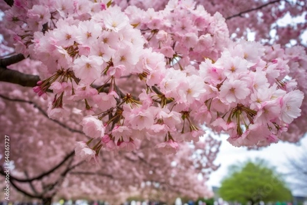 Fototapeta closeup of a flowering cherry blossom tree