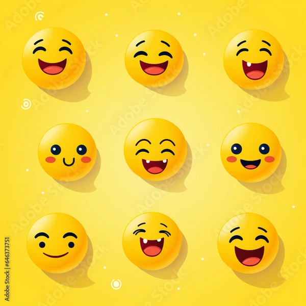 Fototapeta Cute smiley set - ai generative