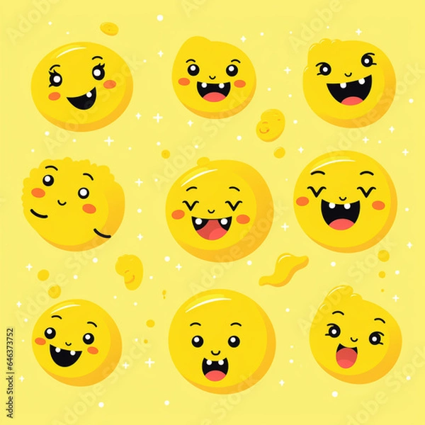 Fototapeta Cute smiley set - ai generative