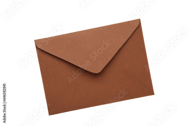 Fototapeta Brown envelope isolated on white background. Top view