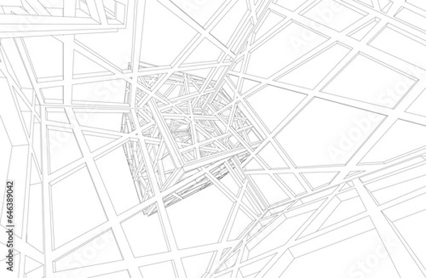 Obraz Architectural background. Cube lattice construction