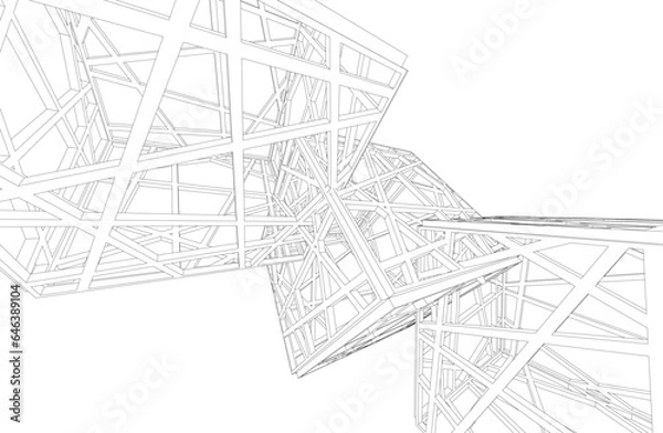 Fototapeta Architectural background. Cube lattice construction