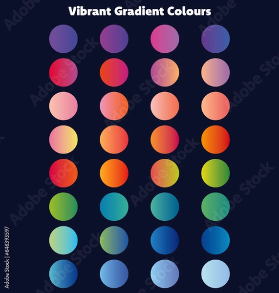 Obraz Vibrant gradient spheres. Minimalist multicolor circles, abstract vibrant colors and modern gradients sphere isolated vector set